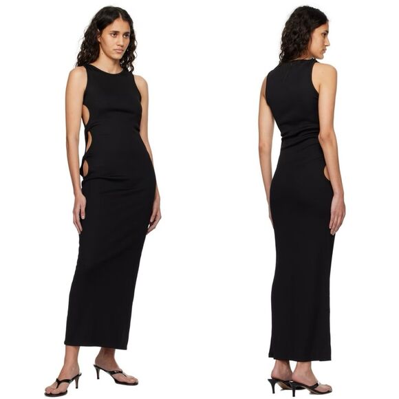 CHRISTOPHER ESBER NWT Size AU 10 US M Black Oblix Maxi Dress Cut Out Rib Knit - Picture 1 of 16